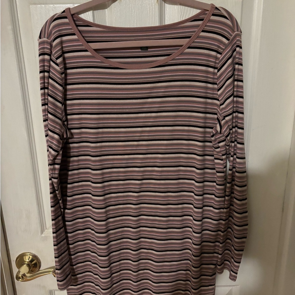 Wild Fable Pink and Black Striped Long sleeve  dress